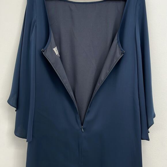 MILLY Butterfly Sleeve Silk Stretch Crepe Bateau Neckline Mini Shift Dress Size2 - Picture 13 of 15